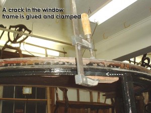 A crack in the window frame