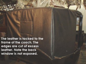 The leather is tacked